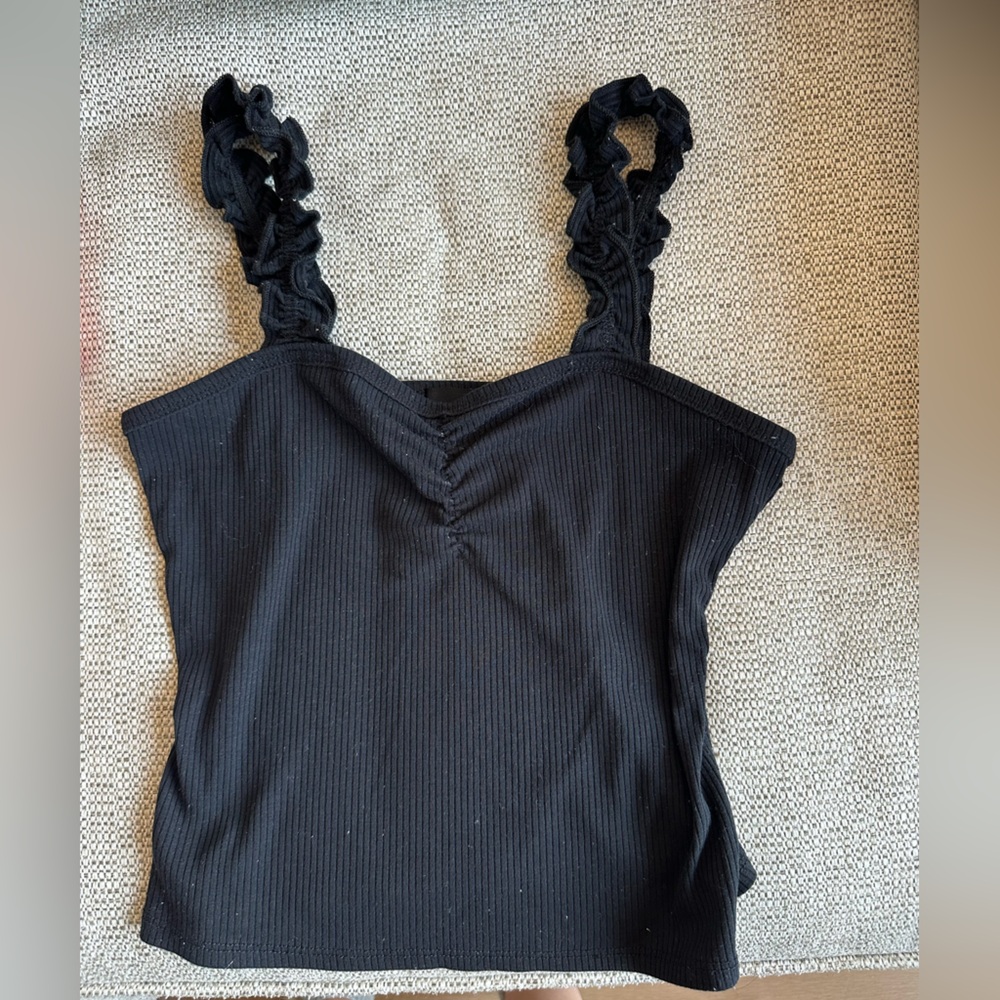 Aqua Black Ribbed Tank Top